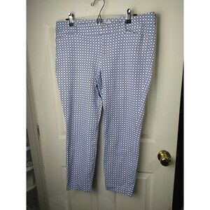 $ Old Navy Diva Blue White Diamond Flat Pocket Cropped Capri Button Pants Size14